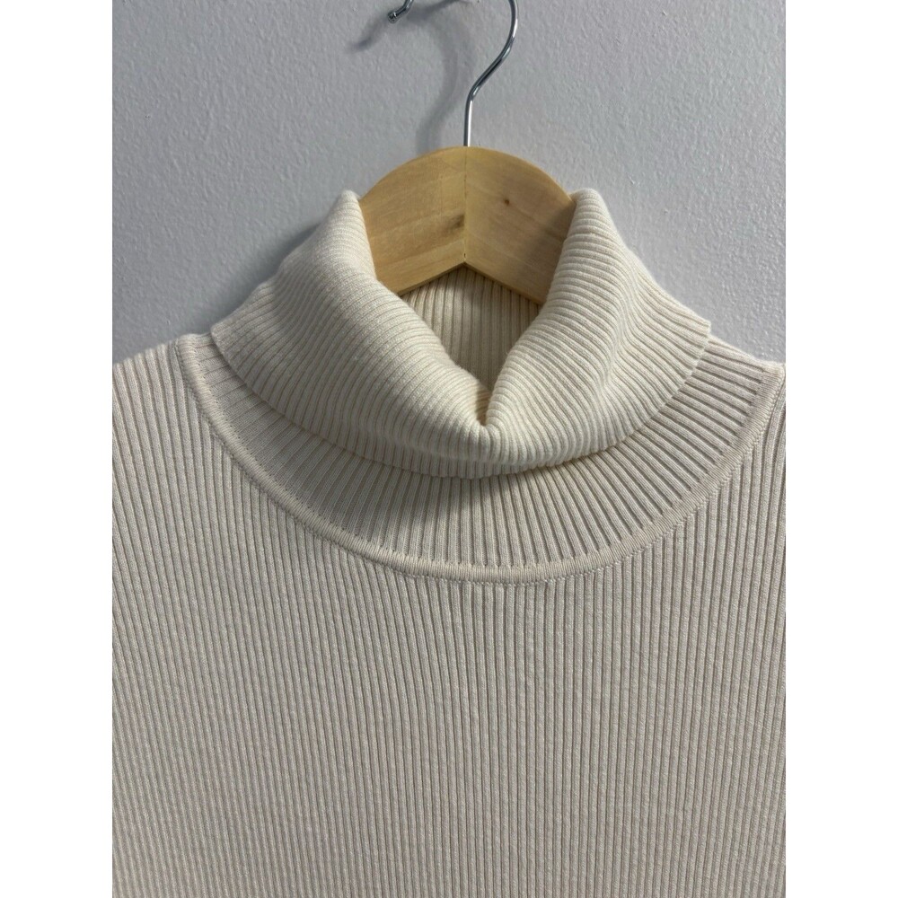 Lauren Ralph Lauren Ivory Ribbed Knit Turtleneck Sweater Top Womens XL Cotton - Picture 11 of 12